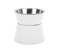 Hamwesh Gamelles pour Chat, Gamelle Surélevée en Acier Inoxydable pour Chat, Gamelle Surélevée de 14 Cm avec Base en Caoutchouc à Fond en Arc, Bouche de 4,5 Cm de Profondeur et Conception (Blanc