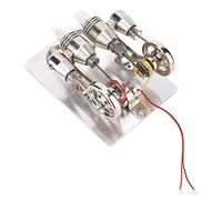 Hamwesh Générateur de Moteur Stirling, 4 Cylindres Aimant Cylindre d'alcool Positionnement Moteur Stirling à Air Chaud pré-assemblé, Modèle de 4 Cylindres avec Volants d'inertie LED Colorés en Acier