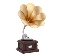 Hamwesh Gramophone, Modèle de Phonographe Vintage en Fer avec Conception de Tourne-Disque Simulée pour la Maison, Le Bureau, la Décoration de Bureau, Accessoires en Corne 6,69 X 8,66 X 11,81 Pouces