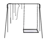 Hamwesh Grill de Feu de Camp, Support de Cuisson Portable Suspendu avec 6 Crochets pour Trépied de Feu de Camp, Support de Cuisson pour de avec Filet de Gril en Acier Inoxydable 304 pour Pique-nique