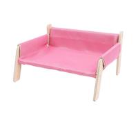 Hamwesh Hamac pour Chat avec Cadre en Bois de Pin, 21.65 X 17.32in, pour | Lit surélevé pour chat d\'intérieur, coussin de style canapé, canapé multifonctionnel pour chaton, chiot, lapin