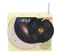 Hamwesh Haut-Parleur Bluetooth Rétro, Bluetooth 5.3, Son Surround à 360 Degrés, Haut-Parleur Vintage, Petit avec Affichage de l'horloge, Lumière Ambiante pour Bureau, Maison, Bureau (Yellow)