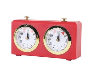 Hamwesh Horloge d'échecs Mécanique, Mécanisme à Remonter, Grands Cadrans Transparents avec Un Design Rétro Classique pour Divers Jeux d'échecs (Rouge)