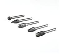 Hamwesh Jeu de Fraises en Carbure de Tungstène à Double Coupe, 5 Pièces de Meuleuses à Tige de 0,25 Pouces, Jeu de Fraises Rotatives avec 5 Types de Têtes pour le Travail du Bois, la Sculpture sur