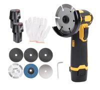 Hamwesh Kit de Meuleuse D'angle sans Fil, Mini Polisseuse D'angle sans Balais 12 V avec 6 Lames et Protection Renforcée, Poignée Ergonomique avec 2 Piles 1500 MAh pour Meulage et (Prise UE)