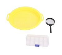 Hamwesh Kit de Tamisage d'or Portable, Plateau de Tamis en Léger avec Loupe et Boîte de Rangement pour l'extraction de l'or, la Prospection et le Criblage de Sable pour 'exploitation Minière