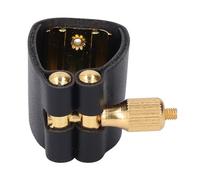 Hamwesh Ligature de Saxophone Alto, Conception à Double Vis, Amélioration du Timbre, Ligature d'embouchure de Saxophone Alto, Attache de en Cuir avec Pince en Métal pour