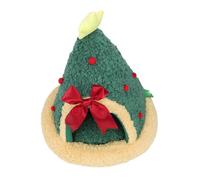 Hamwesh Lit Grotte pour Chat, Tente Triangulaire pour Arbre de Noël avec Coussin Amovible pour Chats et Chiens de Petite et Moyenne Taille, Tissu Oxford Polaire Sherpa Auto-Chauffant,