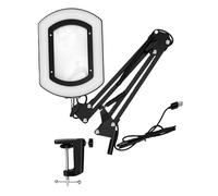 Hamwesh Loupe avec Lumière et Support, 15X, 5 Pouces, Lampe LED | 5 modes de couleur, pince de table, pour la lecture, les loisirs créatifs, la couture et les réparations
