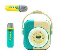 Hamwesh Machine de karaoké, Haut-Parleur Portable, Son Surround 3D, 2 Microphones sans Fil, Design Compact, avec Batterie Rechargeable pour Adultes (Blue)