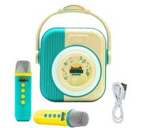 Hamwesh Machine de karaoké, Son Surround 3D, Double unité de Basse, Machine de karaoké Portable sans Fil BT, Haut-Parleur Bluetooth avec 2 Microphones sans Fil pour la Maison, la Fête, (Blue)
