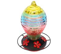Hamwesh Mangeoire à Oiseaux, Mangeoire à Oiseaux Décorative à Suspendre, à en Verre avec Base Inspirée des Fleurs et Bouteille Transparente pour Cours, Jardins, Balcons, Rebords de Fenêtre