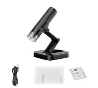 Hamwesh Microscope Numérique sans Fil, Microscope Portatif à Zoom Numérique 50X-1000X, Portable avec 8 Lumières LED Réglables et Support Pliable pour l'évaluation Scientifique des Bijoux (Black)