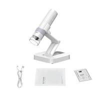 Hamwesh Microscope Numérique sans Fil, Zoom 50X-1000X 1080P, Microscope Numérique Portatif avec 8 Lumières LED Réglables, Support Pliable pour évaluation Scientifique de Bijoux (White)