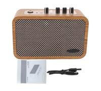 Hamwesh Mini Ampli de Guitare, Amplificateur de Guitare électrique Portable 10 W avec Design en Bois, Sortie Casque, Interface OTG et Batterie Rechargeable pour Guitares électriques, Acoustiques ou