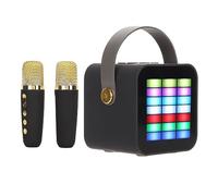 Hamwesh Mini Machine de karaoké, Haut-Parleur Portable avec 2 Microphones sans Fil et Lumières LED pour Les Filles Adultes Party Home Use
