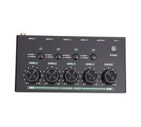 Hamwesh Mini Mélangeur Audio, Mélangeur de Ligne Stéréo 4 Canaux avec Entrées TRS 1/4" Sortie 3,5 Mm, Carte Son Portable Rechargeable par USB à Faible Bruit avec pour Guitares (BLACK)