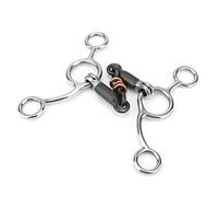 Hamwesh Mors de Filet à Anneau Gag, Lien Ovale, à Mâcher pour Cheval avec Support Latéral pour Les Amateurs D'équitation, Bouche en Acier Noir