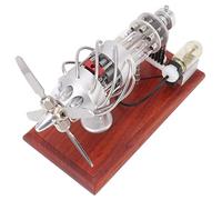 Hamwesh Moteur Stirling à Air Chaud 16 Cylindres, Piston à Cycle de Valve, Générateur de Moteur Stirling chauffé Extérieurement, Modèle de Jouet éducatif avec clé Hexagonale et Lance-Flammes, pour
