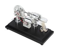 Hamwesh Moteur Stirling, Construction en Acier Inoxydable brossé, Composants en Alliage de Haute Précision, Modèle de Moteur à Vapeur, Jouet Scientifique Physique avec Brûleur à Alcool LED