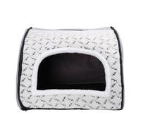 Hamwesh Niche d'hiver Chaude pour Chat d'intérieur, Grotte en Forme de Villa en Polaire Douce avec Oreiller rembourré Amovible, Lit fermé pour Chat, Petite Tente pour Chien, Cachette Pliable pour