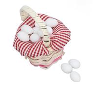 Hamwesh Oeufs Miniatures, Panier de Maison de Poupée avec œufs pour Décoration de Maisons de Poupée, Conception à Plaid Rouge pour Artisanat de Bricolage Ornements de Paysage (Œuf Blanc)