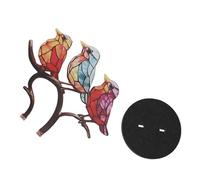 Hamwesh Oiseaux Tachés sur Branche, Ornement de Bureau coloré Plat Double Face avec Un Matériau Durable en Acrylique pour Affichage de Table (3 Oiseaux dans la même Direction)