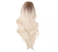 Hamwesh Perruques pour Femmes, Perruque Blonde de Cheveux Synthétiques Résistants à la Chaleur de Couleur Blonde Brune avec Frange, Perruque Longue Bou Ondulée avec Bonnet élastique Réglable