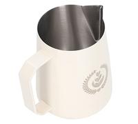 Hamwesh Pichet à Mousse de Lait, Pichet à Lait en Acier Inoxydable de 450 Ml avec Bec étroit pour Bar à café Cappuccino Latte Art (WHITE)