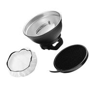 Hamwesh Plat de beauté, Diffuseur Réflecteur à Monture de 15 Cm avec Grille en Nid d'abeille et Chiffon Doux Blanc pour la Photographie au Flash Stroboscopique en Studio