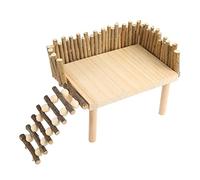 Hamwesh Plate-Forme d'escalade pour Hamster, Aire de Jeux en Bois pour Animaux de Compagnie, Maison en Rondins en Bois avec échelle d'escalade et Clôture de sécurité pour Souris, Hamster Nain,