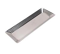 Hamwesh Plateau de Service en Acier Inoxydable, Plateau de Service Rectangulaire Robuste Antirouille, Assiette d'apéritif avec Conception Empilable pour Buffet de Fête Barbecue de Camping 4,7x12,6