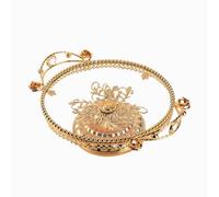 Hamwesh Plateau en Verre Doré pour Fruits, Soufflé à la Main, Base en | Bol sur pied décoratif avec morceau de fleur, coussin doux, pour salon, comptoir de cuisine, bureau, patio de jardin