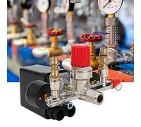 Hamwesh Pressostat de Compresseur d'air, Manomètres Doubles 90-125PSI Contacts NC Régulateur de Compresseur d'air, Régulateur de 'air avec Manomètres avec Assemblage BamaBracket pour Pompe