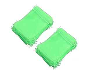 Hamwesh Sac de Protection des Fruits Réutilisable, Barrière en Verte avec Cordon de Serrage pour Arbres Fruitiers, Stockage Respirant et Transmissible de la Lumière, 100 Pièces (7 * 9cm)