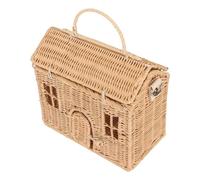 Hamwesh Sac en Rotin tissé à la Main en Forme de Maison, Grande capacité, Panier Vintage, Poignée Confortable, Fourre-tout de Plage avec Bandoulière Réglable pour Femme, Voyage, Station Balnéaire, été