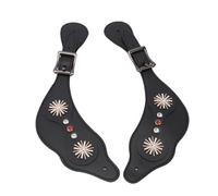 Hamwesh Sangles d'éperons, Sangles d'éperons Occidentales Réglables en Strass Vintage, de Bottes de Cowboy avec Boucle en Métal pour Hommes Femmes Cavaliers équipement 'équitation (Black)