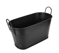 Hamwesh Seau multifonction en fer, seau ovale noir en métal pour bûches de chauffage avec poignées, grand bac de rangement pour bûches, idéal pour la maison, les fêtes, le jardinage