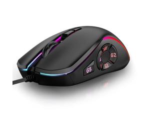 Hamwesh Souris de Jeu Filaire, 10 Boutons Programmables 14 Effets RVB 6 Niveaux DPI 800-12800 Souris de Jeu RVB, Filaire pour Esports avec Câble tressé de 1,8 M pour Ordinateur PC