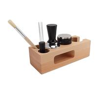 Hamwesh Station de Tamponnage à Expresso, Base de Tamponnage de café en Bois de Hêtre avec 5 Trous Conception Non Glissée pour 51 Mm Portefilter Accessoires de Kit Coffics Bureaux