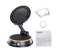 Hamwesh Support de Téléphone Magnétique pour Voiture, Aspiration sous Vide, Bras en Alliage Réglable à 360 °, Support de Téléphone Magnétique pour Voiture, de de avec Désodorisant et Plaques (Orange)