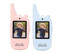 Hamwesh Talkies-Walkies Vidéo, Paquet de 2 Radios Vidéo Rechargeables à 2 Voies avec écran intégré et 4 Effets Vocaux pour Les Enfants en Intérieur et en Extérieur en Camping et en Voyage