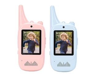 Hamwesh Talkies-Walkies Vidéo, Paquet de 2 Radios Vidéo Rechargeables à 2 Voies avec écran intégré et 4 Effets Vocaux pour Les Enfants en Intérieur et en Extérieur en Camping et en Voyage