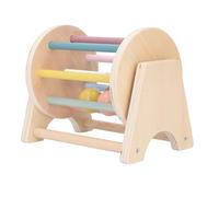 Hamwesh Tambour Montessori, Entraînement à la Pensée Logique, Coordination œil-Main, Tambour Roulant pour bébé, Jouet en Bois avec Motif Arc-en-Ciel pour Bébés de 6 à 12 Mois