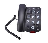 Hamwesh Téléphone Fixe, Gros Boutons, Sonnerie Forte de 110 DB, Numérotation Rapide à Une Touche, Téléphone Filaire avec Fonction de Recomposition pour Les Personnes âgées Malentendantes et (Black)