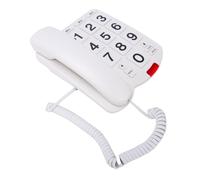 Hamwesh Téléphone Fixe, Gros Boutons, Sonnerie Forte de 110 DB, Numérotation Rapide à Une Touche, Téléphone Filaire avec Fonction de Recomposition pour Les Personnes âgées Malentendantes et (White)