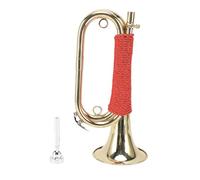 Hamwesh Trompette de Cavalerie Plaquée or Clairon en Laiton avec Poignée Tressée Rouge Sac de Rangement pour Camp d'été Garde d'honneur Groupe Scolaire Orchestre Militaire
