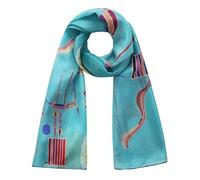 Hamzah Foulard en soie naturelle pour femme | Écharpe avec imprimé inspiré des peintres célèbres | Pashmina en soie grande | Cousu à la main | Accessoire élégant pour cou, cheveux ou épaules (Sophie)