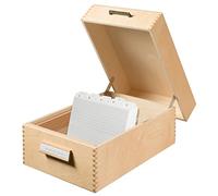 HAN 1005, boîte à fiches en bois DIN A5 horiz., pour 1.500 fiches, fond métallique/séparateur, bois naturel
