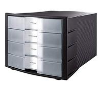 HAN 1010-X-363, module de classement IMPULS. Design innovant et attrayant de qualité supérieure. Comprend 4 tiroirs fermés avec étiquette d'indexation grand format. Noir/translucide clair